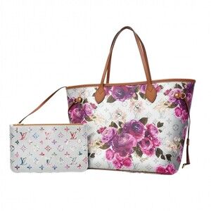 Louis Vuitton LV Garden Neverfull MM Tote Bag M21352 Silver Pink Women's